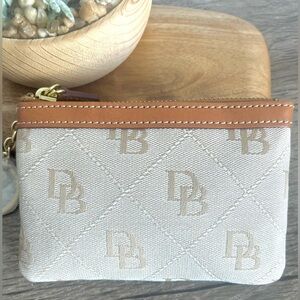 Dooney & Bourke Signature Monogram Wristlet Wallet - Canvas & Leather Coin Purse